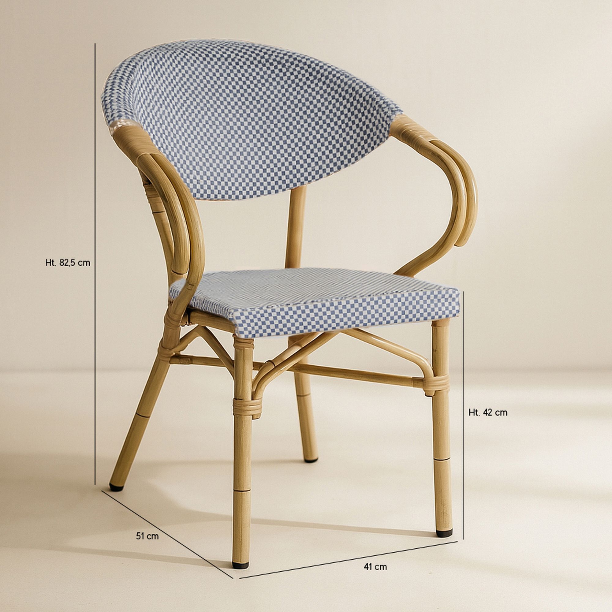 Lot de 2 fauteuils de table en textilène bleu AMALFI