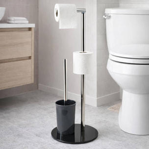 Escobillero de WC en Vidrio, Acero inoxidable y plástico en color Gris