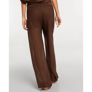 Pantalón recto de mujer de punto con brillo