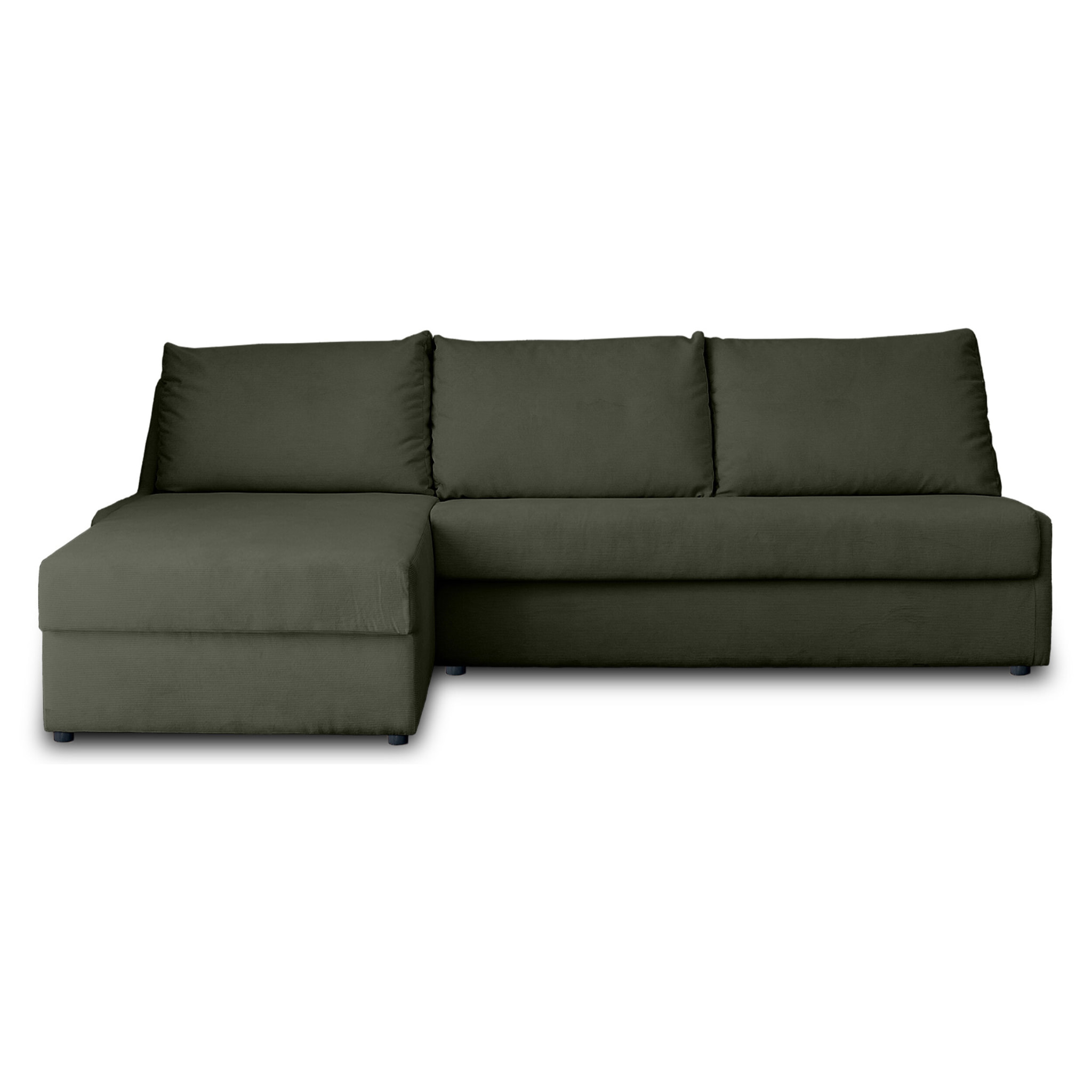 Palmira - canapé d'angle gauche - 4 places - convertible couchage quotidien - matelas 14 cm - en velours côtelé - Vert