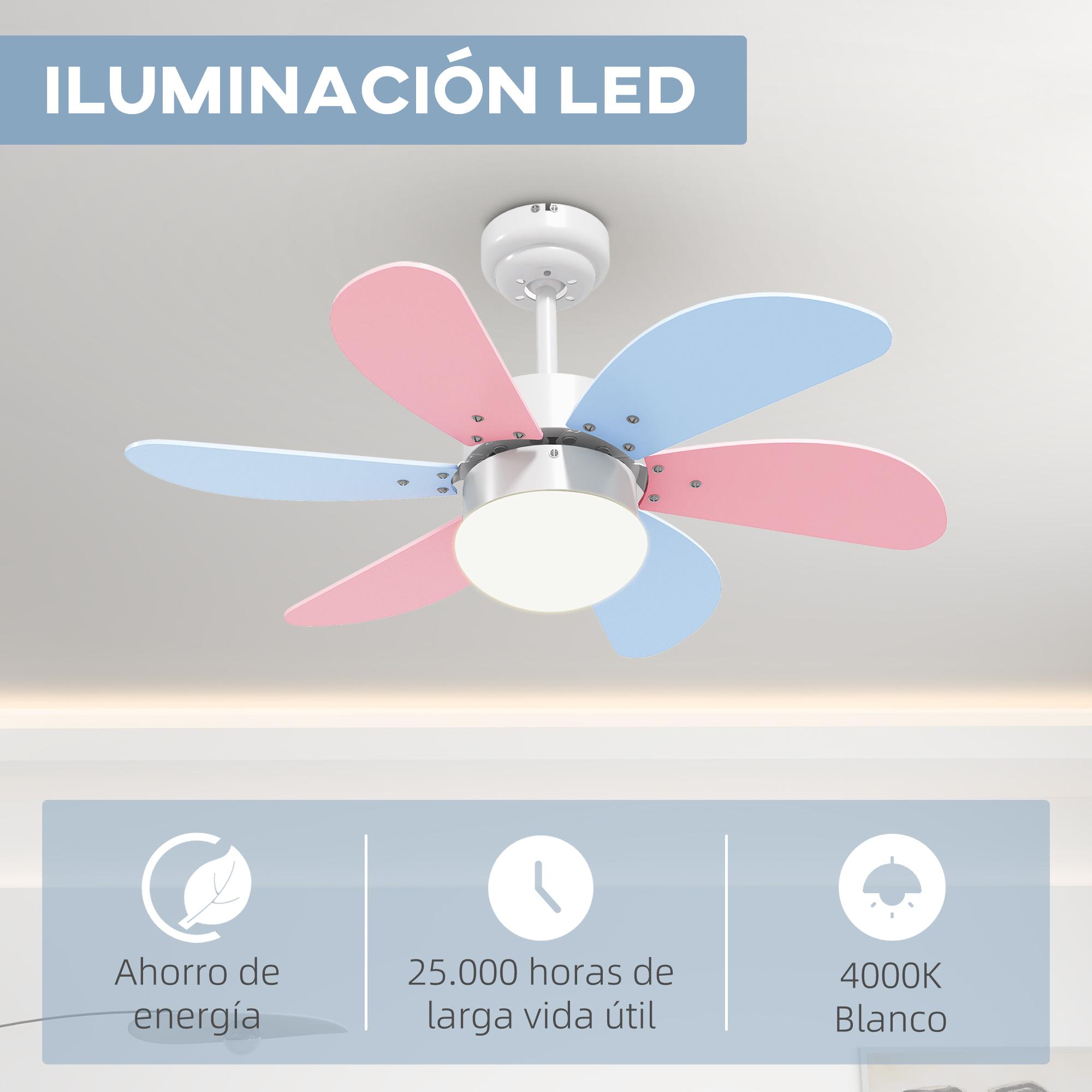 Ventilador de Techo con Luz 34W Ø82,5 cm Motor DC Ventilador de Techo Silencioso con 6 Aspas Reversibles Mando a Distancia 6 Velocidades y Temporizador para Dormitorio Salón Multicolor