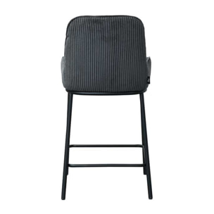 Salinas - lot de 2 chaises de bar - en velours côtelé - gris anthracite - H65 cm - Gris Anthracite