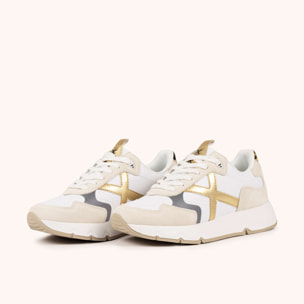 MUNICH MAMBA 05 Sneakers de gran volumen y estética contemporánea Blanco, Beige, Dorado y Animal Print