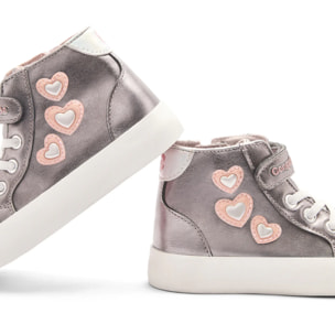 Zapatillas Altas de Niña Estampado Corazones Plata