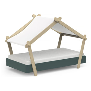 Lit cabane surélevé enfant " Lodge " - 70 x 140 cm - Vert