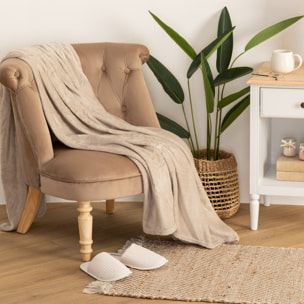 Plaid - flanelle - beige - 130x180 cm
