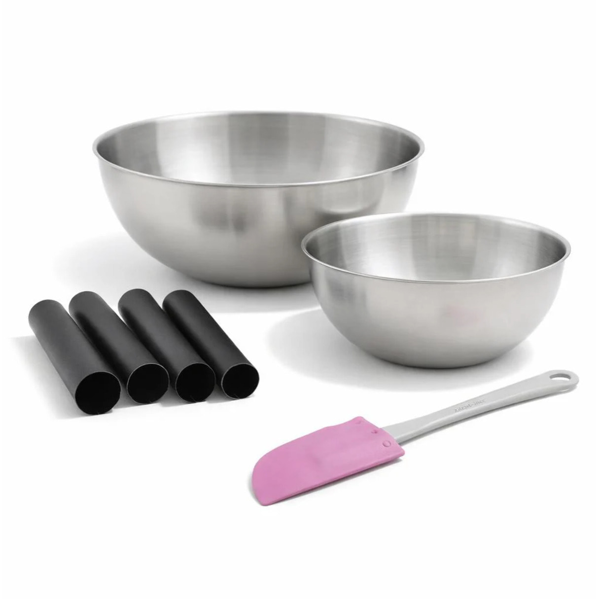 Set pâtisserie avec 4 moules tube 13 cm, 2 bols à mixer et 1 spatule Zenker