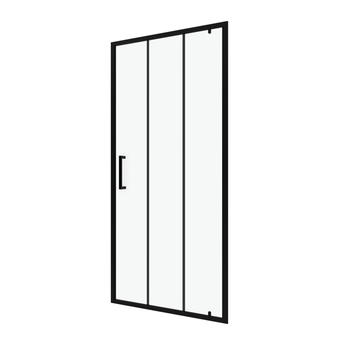 Porte de douche pivotante type industriel - 90x200cm - PROFILE NOIR MAT - verre 6mm