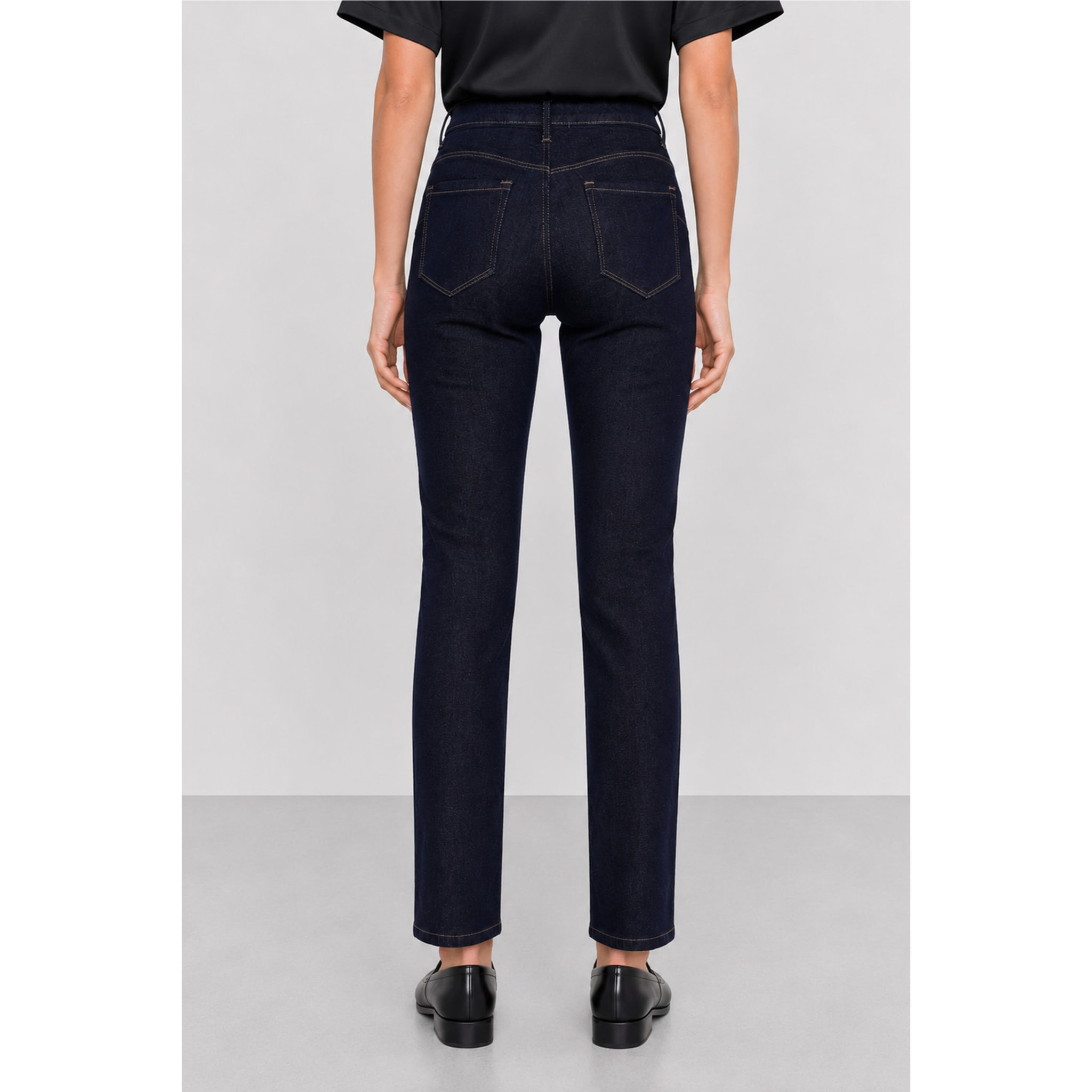Kocca - Pantaloni in denim a vita alta con cintura a righe Donna