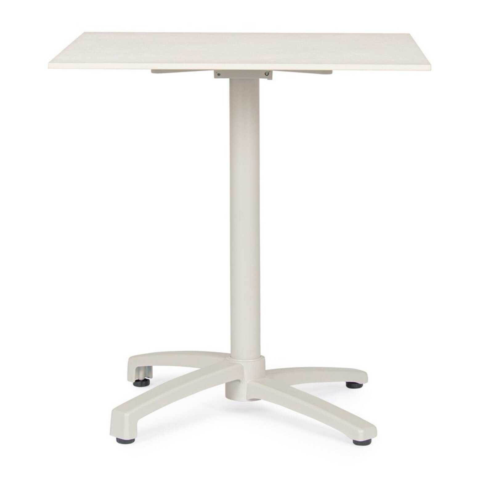 Tavolo da bar quadrato LAREDO in alluminio e HPL beige, pieghevole e impilabile, 70×70×74 cm