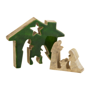 J-Line décoration Crèche Maison - bois - vert/naturel - small