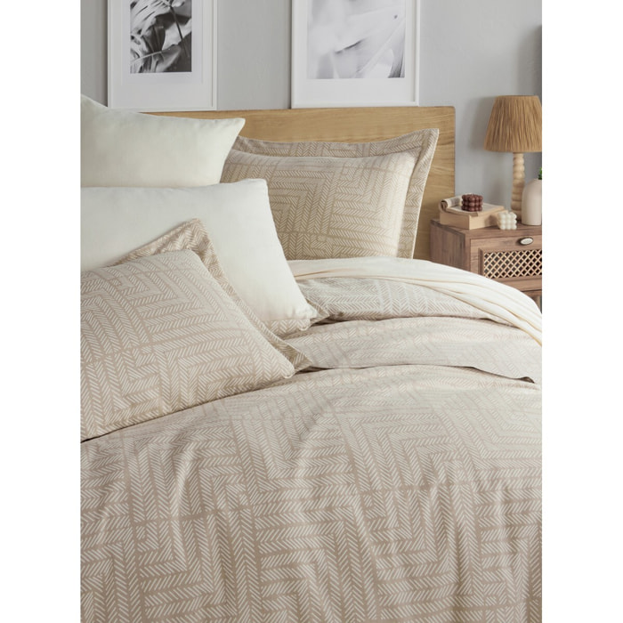 Parure de lit Flanelle de coton imprimé "Zenith beige"