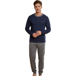 Pigiama Uomo De Fonseca Interlock Art. DPU257 Blu-Grigio