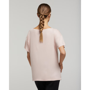 Maglia manica corta scollo barchetta in viscosa sostenibile vestibilità over