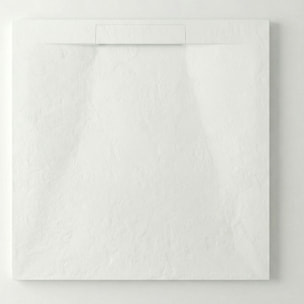 PixL 90x90 cm receveur de douche carré à poser en résine composite avec surface effet pierre, blanc (CERAPX9090W) :