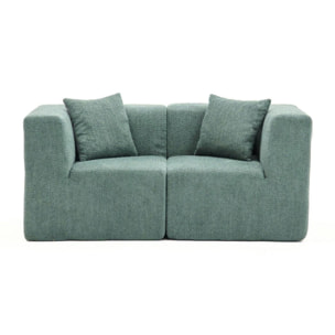 Canapé 2 places compact vert tissu chenille PLOVIA