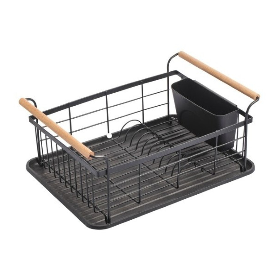 Egouttoir à  vaiselle Design industriel Bois & Acier ELIE Noir mat MSV