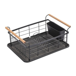 Egouttoir à  vaiselle Design industriel Bois & Acier ELIE Noir mat MSV
