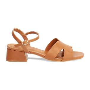 Sandali cognac tacco 4 cm