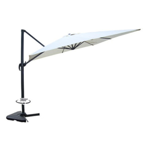 Parasol  ecru déporté rectangle 3 x 4 m rotatif à 360 NAVIA