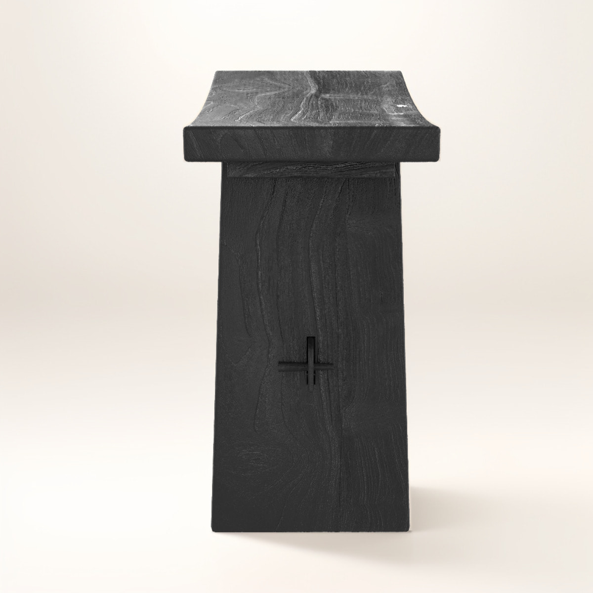 Tabouret en bois de teck recyclé peint en noir - Eka