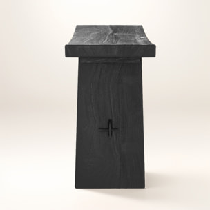 Tabouret en bois de teck recyclé peint en noir - Eka