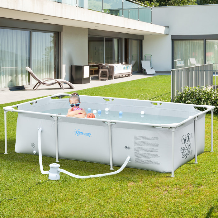 Piscina Desmontable 2163L Rectangular con Depuradora Cartucho 252x152x65 cm Gris