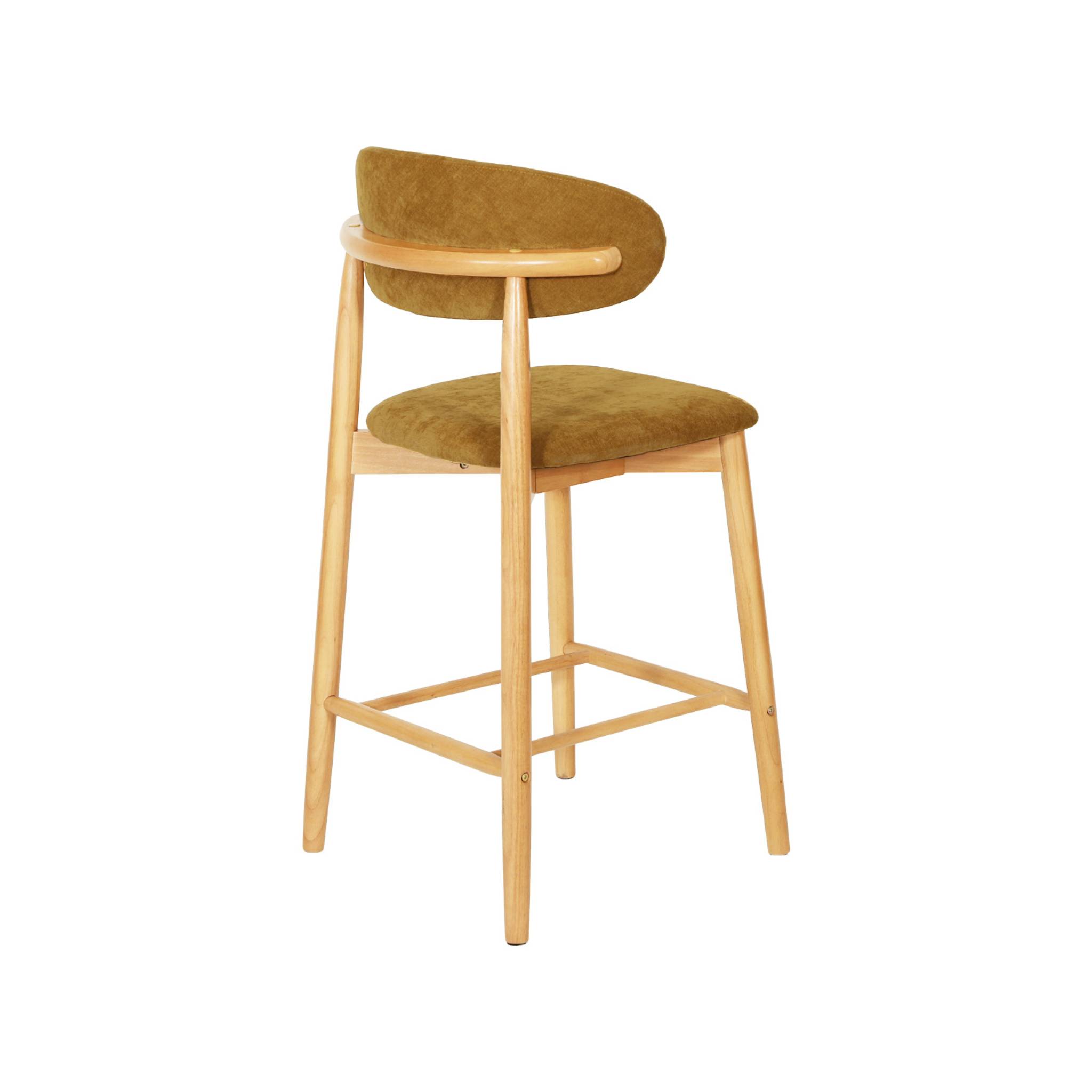 Tabouret de bar bois d'hévéa naturel et tissu chenille (lot de 2)  PAOLA