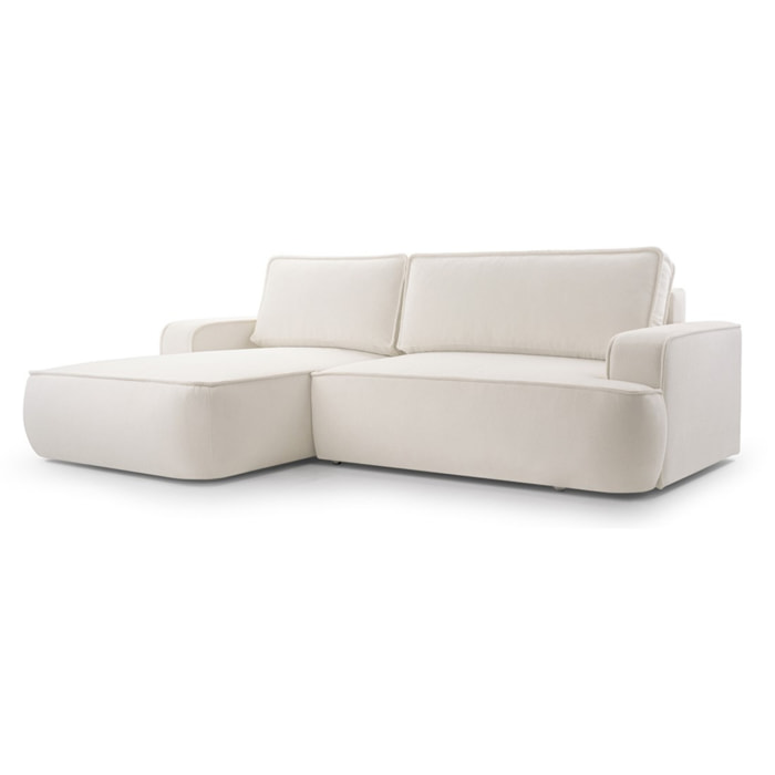 Nessino - canapé d'angle gauche 4 places - convertible avec coffre - en tissu texturé - Beige