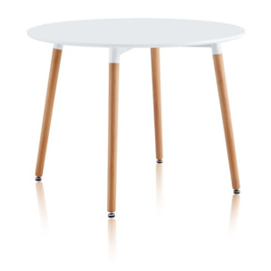 Mesa de comedor redonda Skandia Blanco - Madera de haya