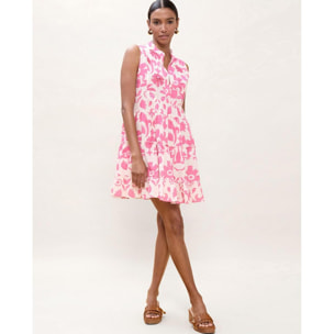 Abito corto con volant e stampa floreale