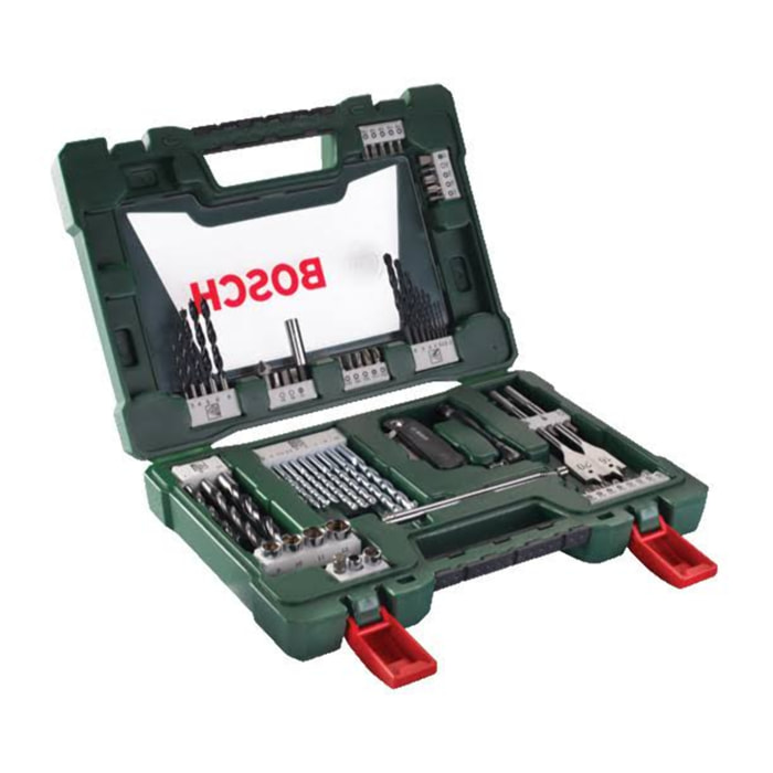 Coffret V-Line 68 pièces BOSCH pour perçage et vissage avec cutter, tige magnétique et renvoi d'angle - 2607017191