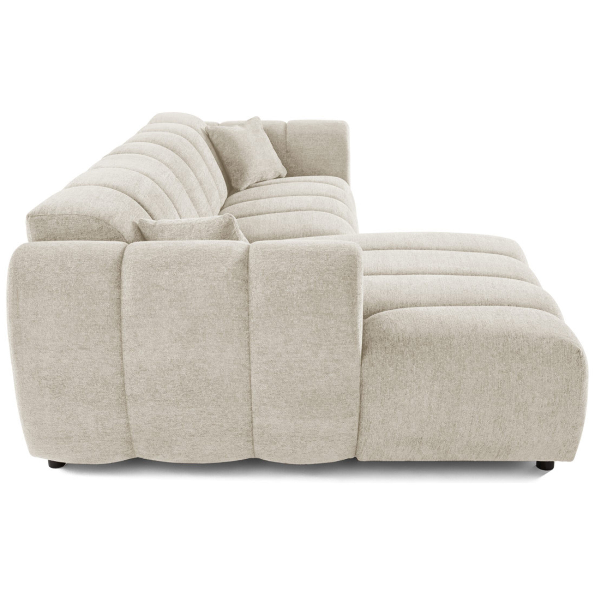 Curtis - canapé d'angle gauche 4 places en tissu texturé - Beige