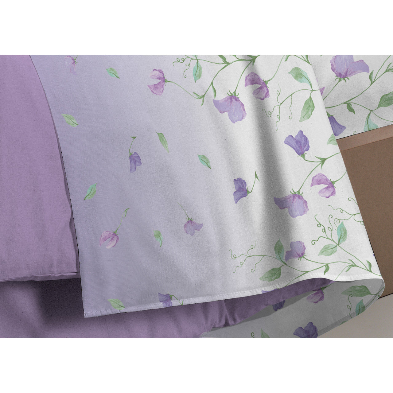 Completo Lenzuola In Calda Flanella Made In Italy Linea Europa Peaflower Lilla