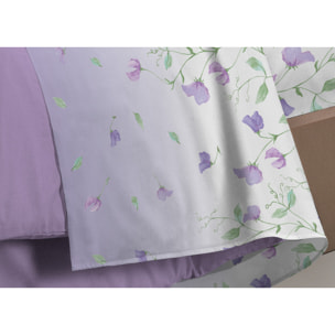 Completo Lenzuola In Calda Flanella Made In Italy Linea Europa Peaflower Lilla