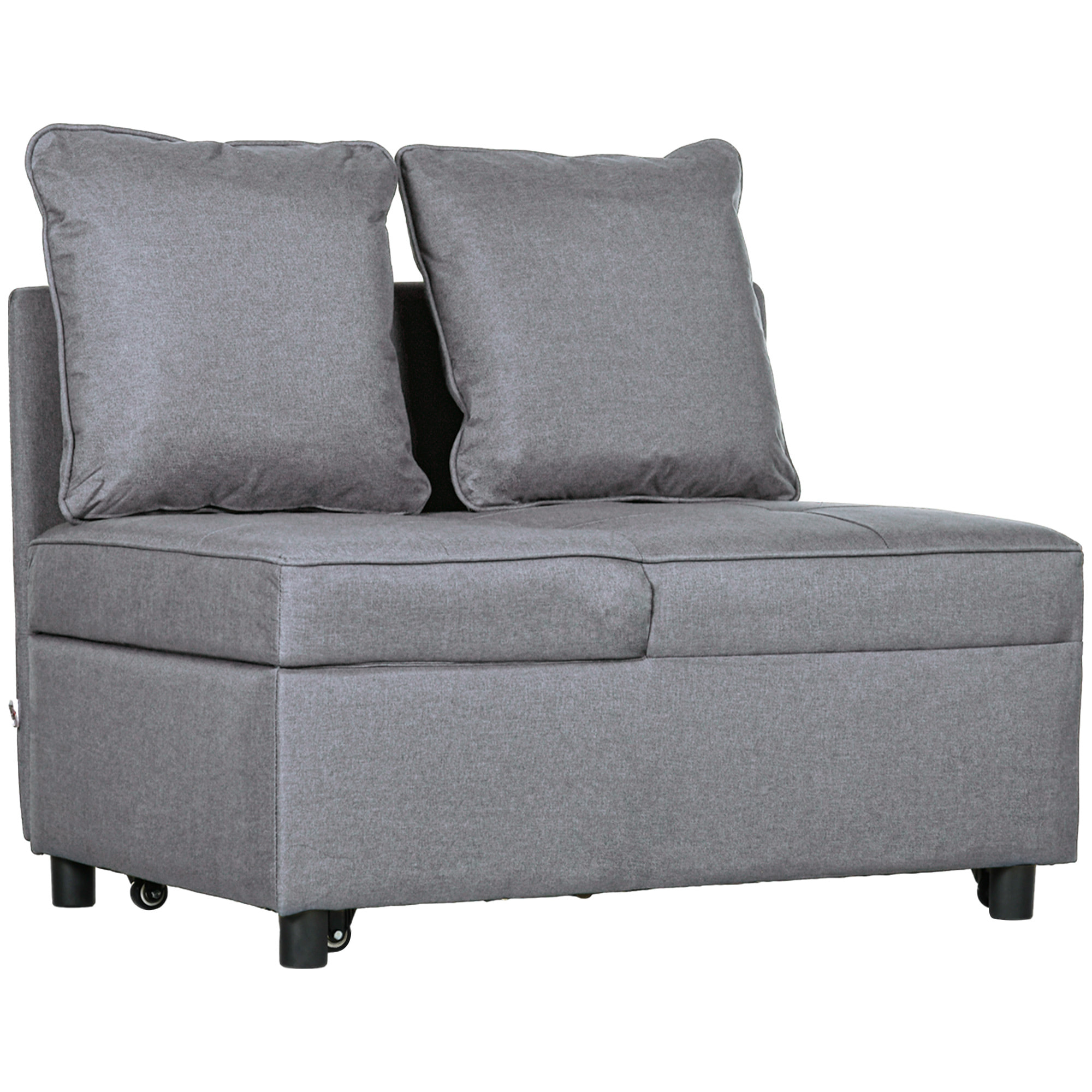 Canapé-lit canapé convertible dossier inclinable 2 coussins fournis assise effet capitonné tissu gris