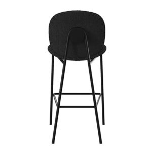 Lot de 2 chaises pour îlot central en tissu bouclé noir 63,5 cm - Iris