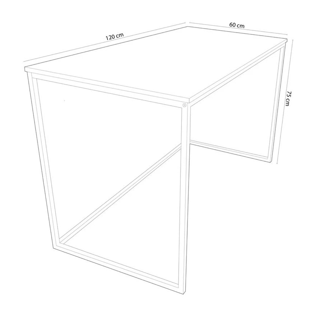 Mesa de escritorio con estructura metálica en blanco y roble salvaje 120x60 cm Mia Roble salvaje - Blanco