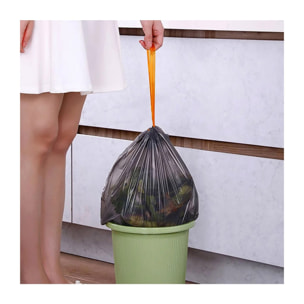 Joybos - 5 rollos de bolsas de basura negras con cordón