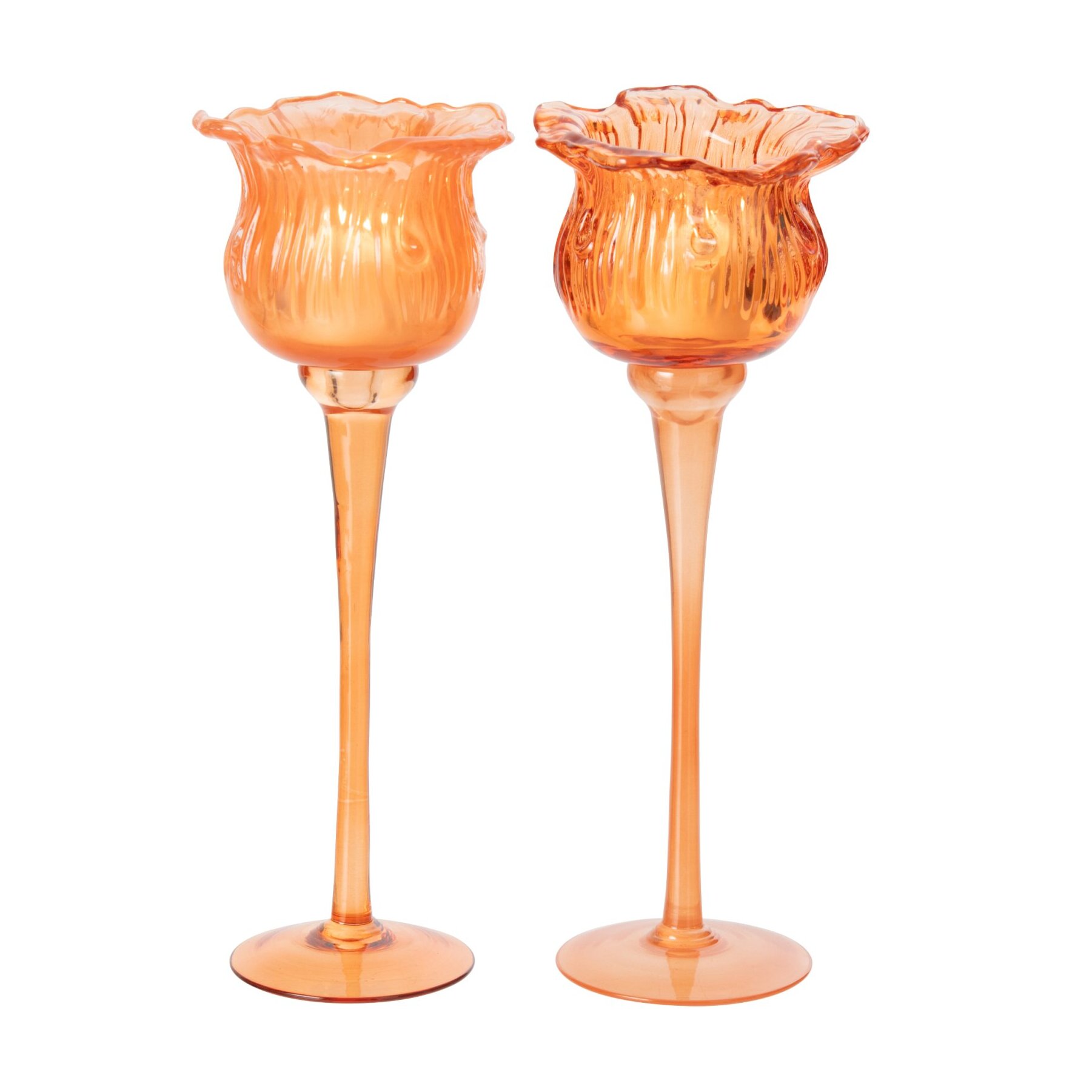 J-Line photophore sur base tulipe - verre - orange - large - assortiment de 2