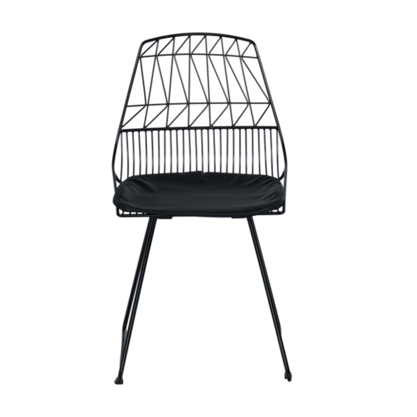 Chaise filaire en métal noir - dossier forme géométrique - PALERMO 01
