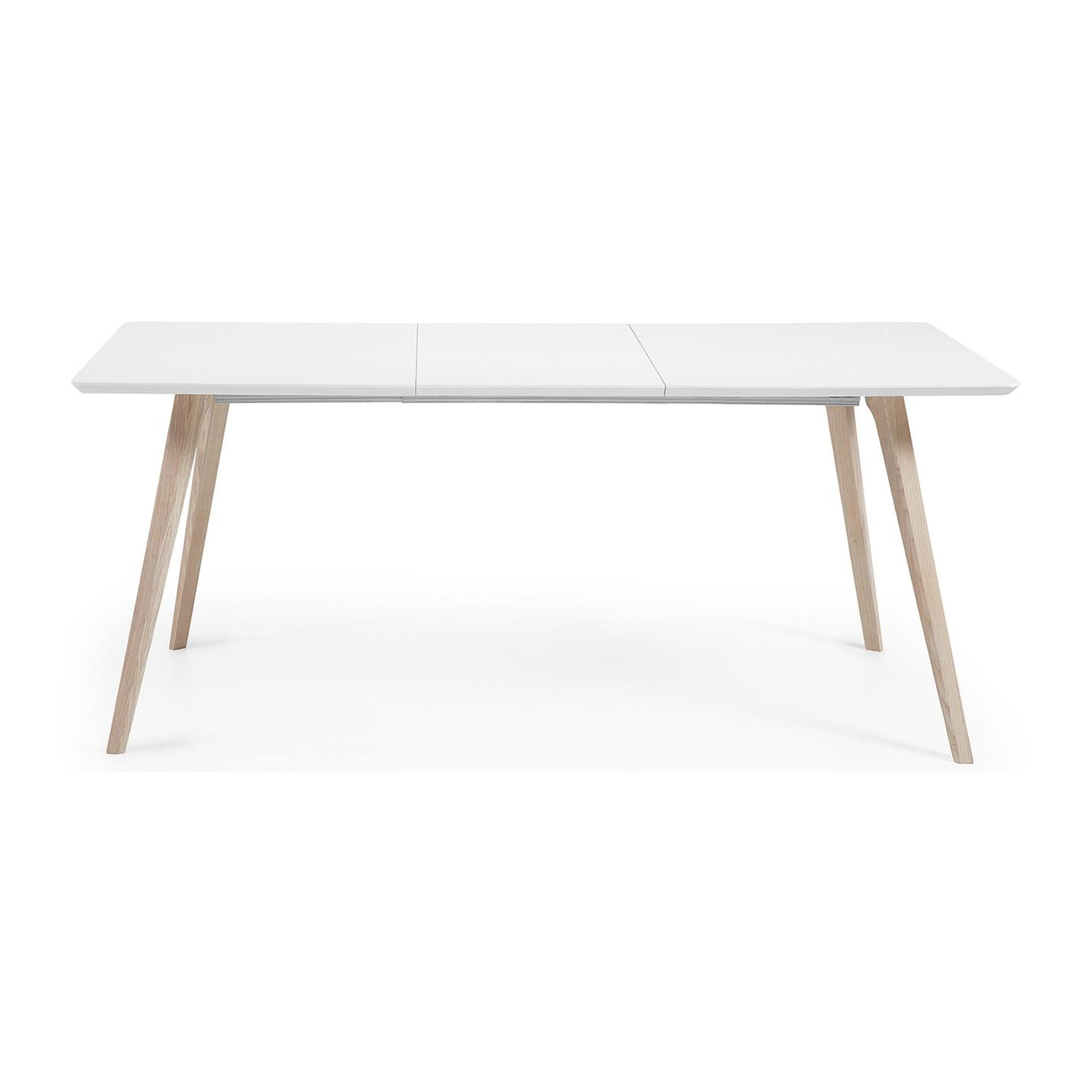 Kave Home - Tavolo da pranzo allungabile Eunice 140(220) x 100 cm bianco con gambe in legno