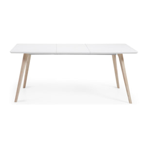 Kave Home - Tavolo da pranzo allungabile Eunice 140(220) x 100 cm bianco con gambe in legno