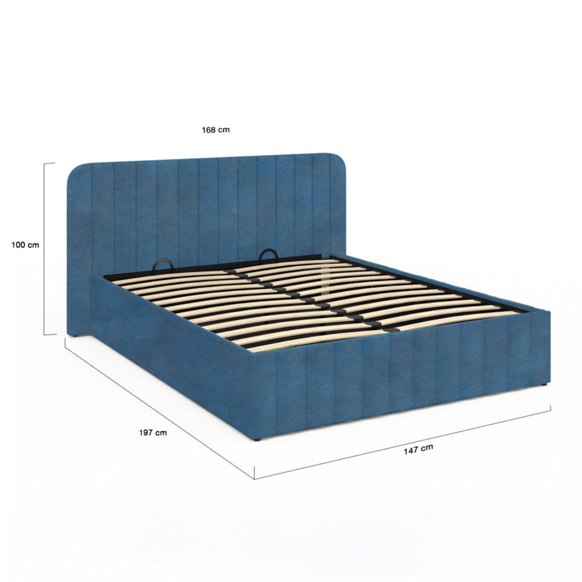 Lit coffre Valentina 140x190cm velours bleu
