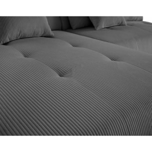 Onyx - canapé modulable d'angle gauche - 5 places - en velours côtelé - Gris foncé