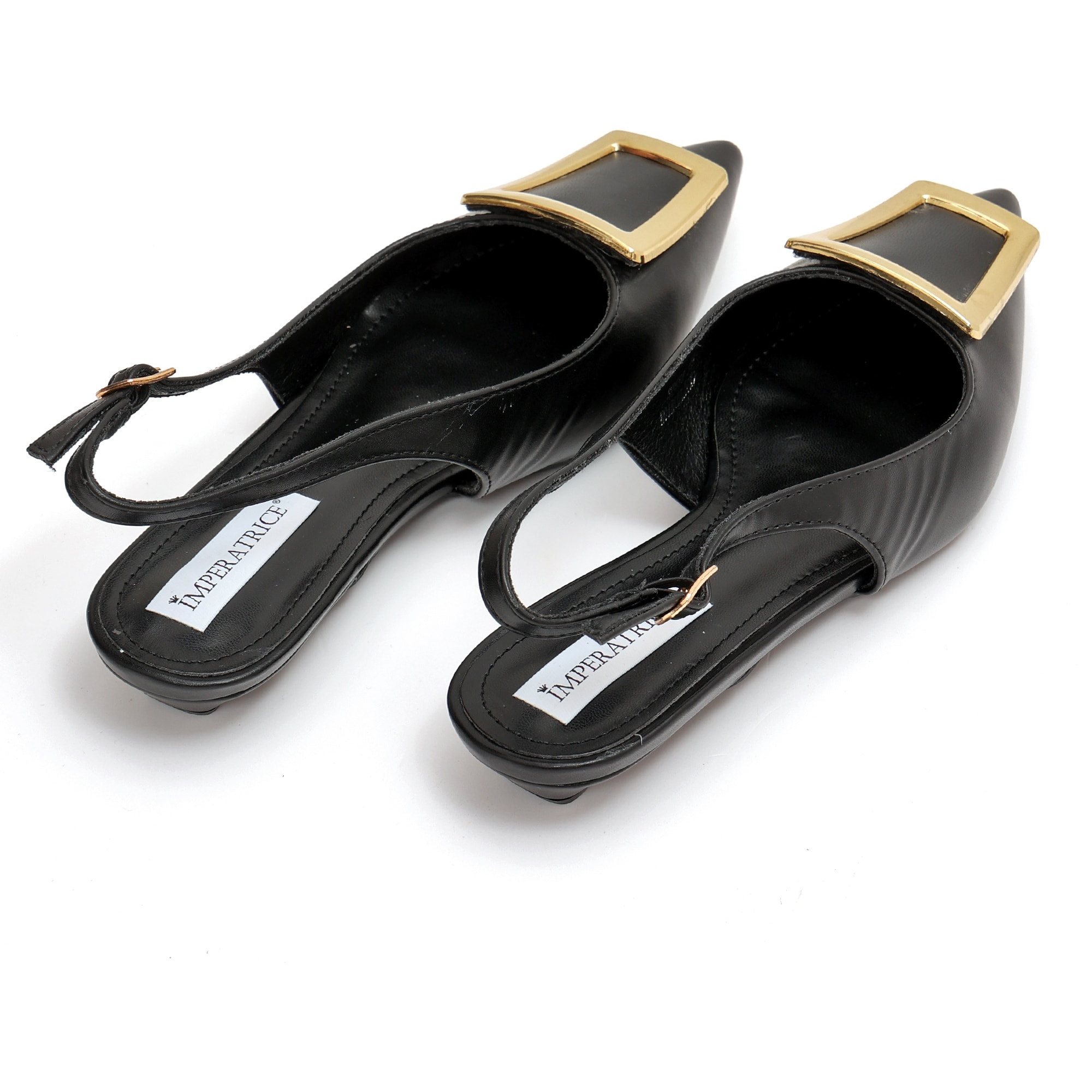 Ballerine slingback in simil pelle con dettaglio color oro sulla punta