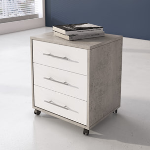 Set Ufficio Completo Con 2 Scrivanie 1 Modulo Ad Angolo 1 Cassettiera Con Ruote 2 Armadi Alto e Basso 2 Librerie Alta E Bassa Bianco E Grigio Cemento