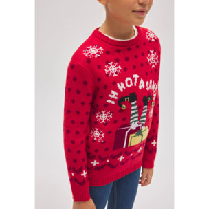 Maglione natalizio per bambini con campanellini e stampa "Non sono un Babbo Natale"