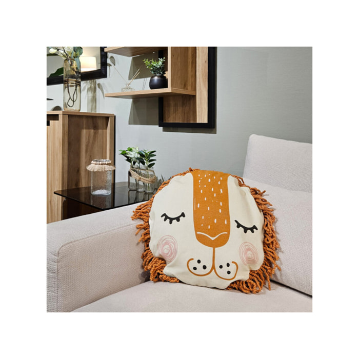 Coussin en forme de lion avec housse amovible en coton - CHARLIE