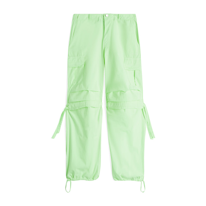 Pantaloni cargo in popeline con doppia coulisse